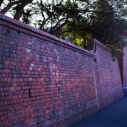 Tasman St brick wall, 2015.